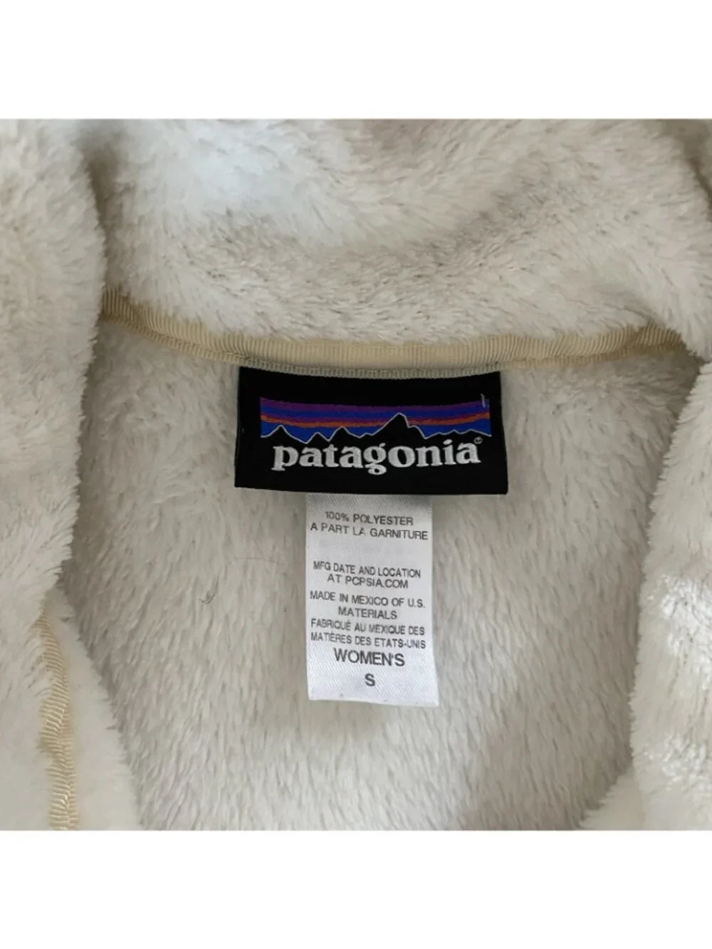Patagonia Womens Small Fleece Jacket White Biege Full Zip Polartec *Read desc*